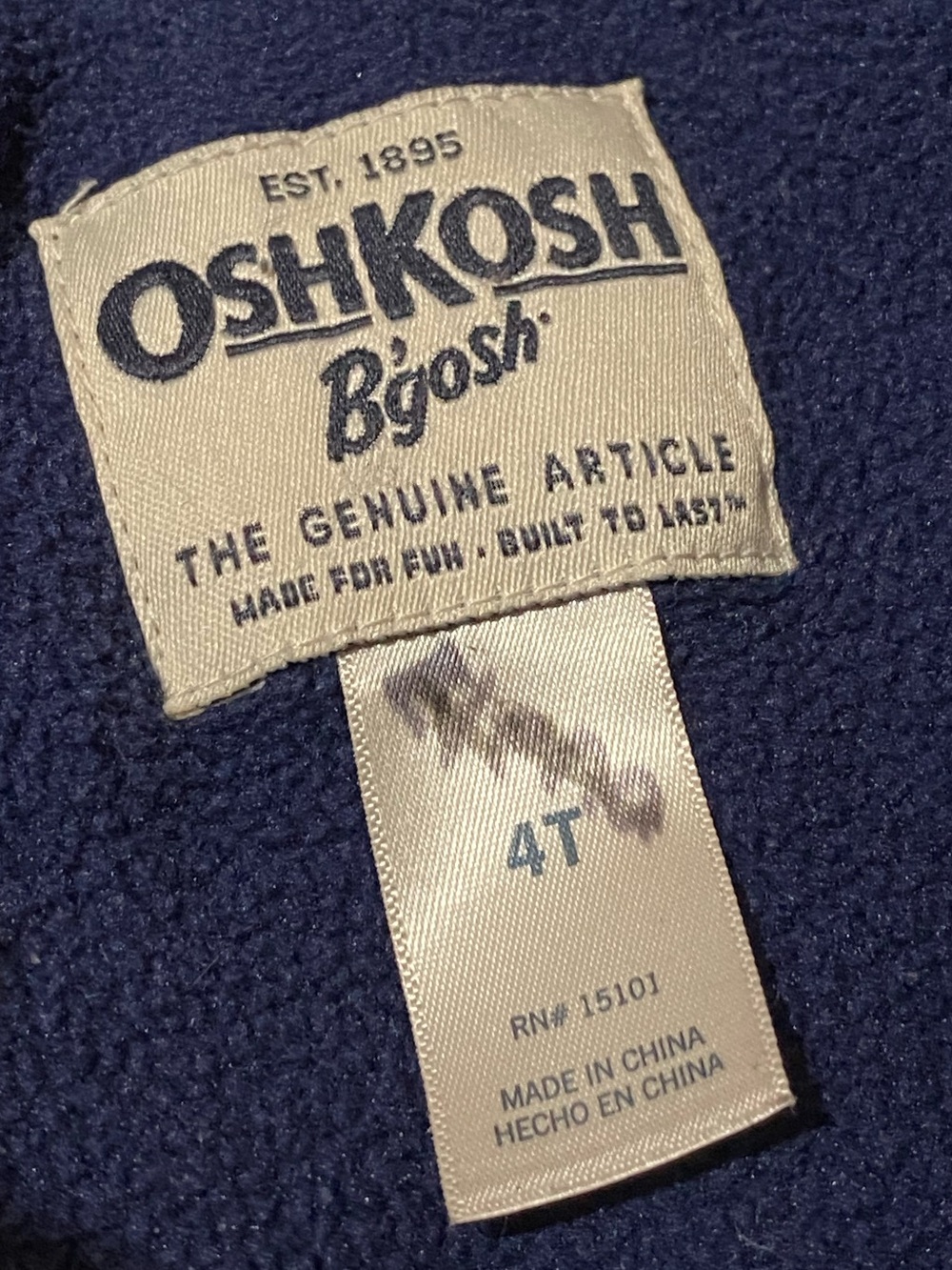 OshKosh B’gosh Girls Puffer Coat 4T Navy Polka Dot Fleece Lined Hood Winter - Picture 7 of 8